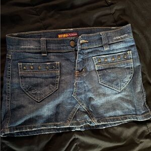 Machine Blue Mini Skirt Casual Night Out